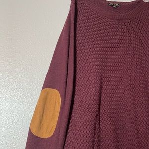 LETY & ME- Wine/Burgundy sweater w/elbow patches